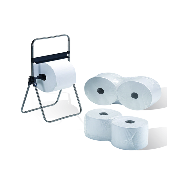 R-4-BOBINA CELULOSA INDUSTRIAL DOBLE CAPA · GOFRADA LAMINADA · 23CM X 400 M | PACK 2 BOBINAS (800M)