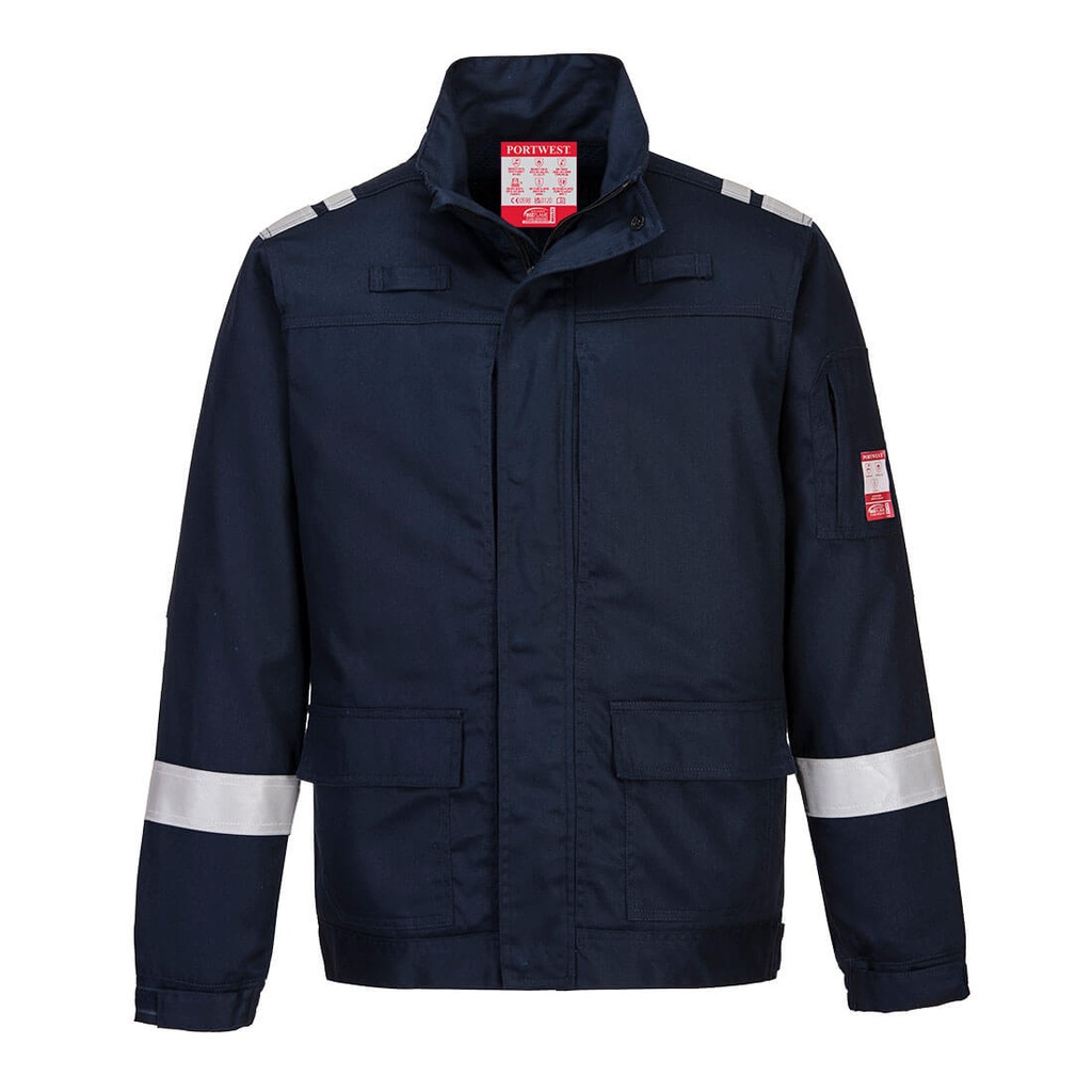 CHAQUETA FR601 · ELASTICO/STRETCH · SOLDADOR · IGNIFUGO · ANTIESTATICO · ARCO ELECTRICO · ATEX · PROTEC. SOLAR >40ºC · METAL FREE · CE III CAT