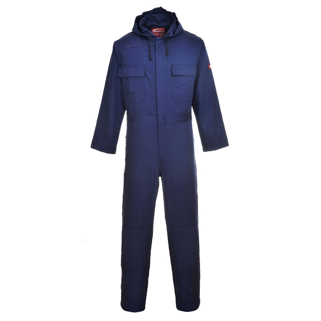 BUZO BIZ6 · CAPUCHA · SOLDADOR · IGNIFUGO · ARCO ELECTRICO · ASTM · PROTEC. SOLAR >40ºC · SISTEMA RODILLERAS · METAL FUNDIDO · CE III CAT