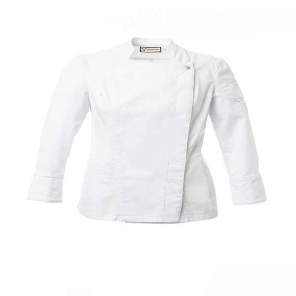 CHAQUETA COCINA STARRED LADY · ESLASTICO/STRETCH · CIERRE AUTOMATICOS · MALLA BAJO SISA · COOLMAX · CE I CAT