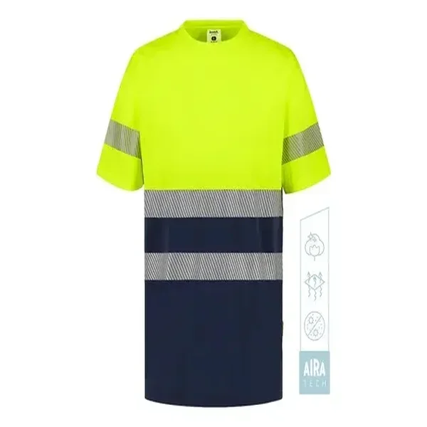 CAMISETA GLAM AIRA TECH · MC · BICOLOR · TACTO ALGODON · ANTIBACTERIANO · AIREADORES AXILAS · BOLSILLO · BANDAS SEGMENTADAS · AV · CE II CAT · [185g]